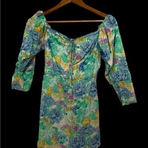 Zara XS Floral Off-Shoulder Dress